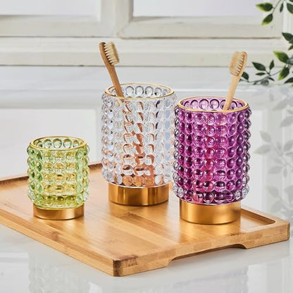 Makeup Brush Holder Organizer,Toothbrush Holders,Desk Pen Pencil Holder,Multifunctional Vintage Glass Brush Cup(A38-5-US/Green/S)