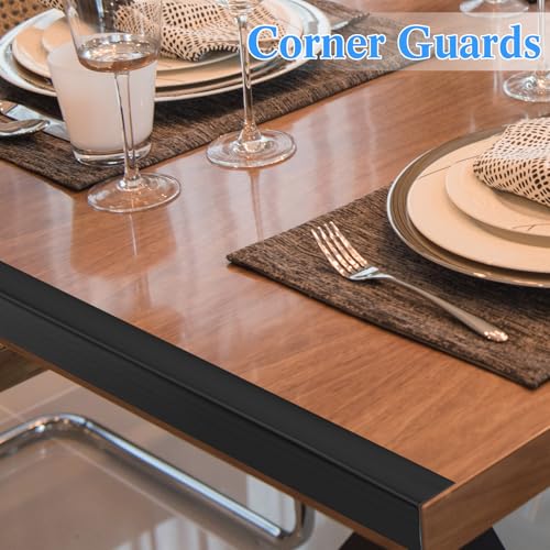 10 Pcs Wall Corner Protector Guards with Self Adhesive, 1-1/2 x 48 Inches, Black Vinyl Corner Trim Molding Plastic for Wall Furniture Door Cabinet Table Edge, Avoid Scratching, Easy Install