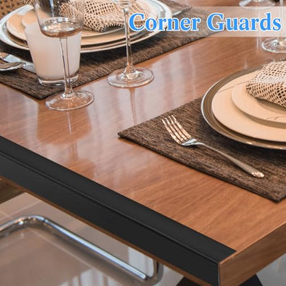 10 Pcs Wall Corner Protector Guards with Self Adhesive, 1-1/2 x 48 Inches, Black Vinyl Corner Trim Molding Plastic for Wall Furniture Door Cabinet Table Edge, Avoid Scratching, Easy Install