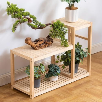 Fish Tank Stand, Wood Aquarium Stand, Plant Stand, Modern Flower Holder, 3 Tier Storage Shelves, Stand Utility Storage Shelf for Living Room, Balcony, Home Office(110cm/43.3in)