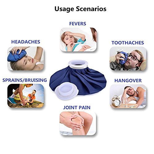 elitehood Reusable Ice Bags for Injuries, Refillable Ice Pack Hot Water Bag | Hot & Cold Therapy and Pain Relief with Elastic Breathable Support Wrap, 3 Sizes (6"/9"/11"), (for Hot Therapy is 50-60℃)