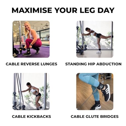 Adjustable Gym Ankle Straps for Cable Machines Women & Men, Glute Kickbacks - color: Black, size: Single