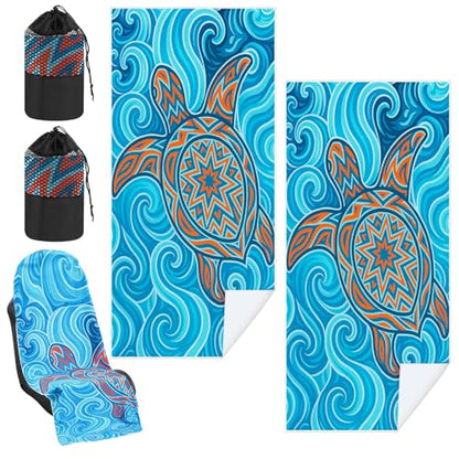 Hahafelt 2 Pack Car Seat Towel Cover with Storage Bag, Colorful Sea Turtle - style: Colorful Sea Turtle