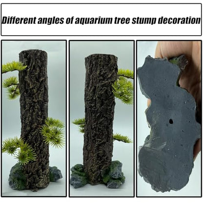 Fish Tank Tree Trunk Tall Decoration 10.6'' Aquarium Tree Stump Freshwater Saltwater Terrarium Ornament for Goldfish Betta Fish Shrimp Reptile