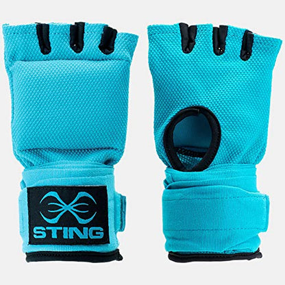 Elastic Quick Wraps by STING | Semi-Elastic Compression Fabric, Padded Knuckle Section, Expandable Finger Panels - color: Teal Blue, size: Medium