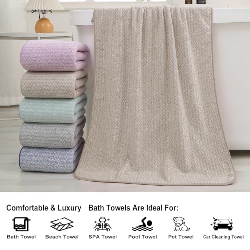JML Microfiber Bath Towels, 2 Pack, 27x55 in, Fine Wave Camel - color: Cationic Fine Wave Camel, size: 2 Pack (27 in x 55 in)