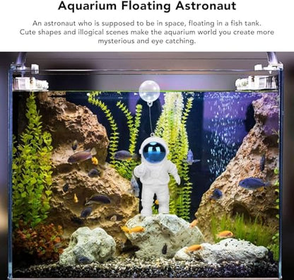 1 Pack Blue-White Floating Aquarium Decorations - Cute Astronaut Figurines for Fish Tanks, Safe Resin Underwater Ornaments for Freshwater/Saltwater, Home/ Office Aquascaping Fish Tank Accessories
