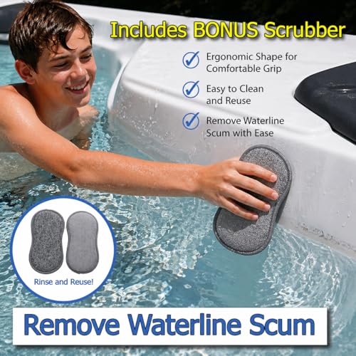 Scoop - Patented Handheld Skimmer with Fine Mesh Net for Spa, Hot Tub, Cold Plunge and Small Pool Cleaning - Lightweight and Durable with Powerful Suction Cup - Clean Out Filter (Yellow)