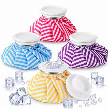 Honoson Reusable Ice Bags Hot Cold Therapy Leakproof,Stripes Style | Screw Cap Leak-proof Seal, For Injuries Swelling Bruises Fever, Soft Breathable Fabric Stays Flexible, Wide Opening Easy Fill - style: Stripes Style