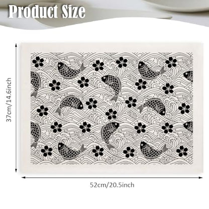 SUPERDANT 4PCS Fish Flowers Underglaze Paper Transfer Blossoms Transfer Paper for Clay Ceramic Porcelain Under Glaze Transfers for Pottery Enamel Decals Black Underglaze Decal Papers - style: Fish and Flower