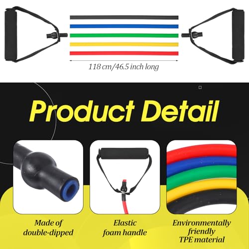 11 Pcs Resistance Bands with Handles Set, 5X Resistance Loop Bands (TPE), 5X Exercise Band with Handles (10-30 lbs), Door Anchor for Home Gym, Strength Training, Portable Fitness