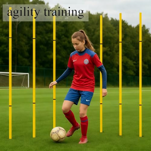Soccer Agility Training Equipment, 6 Adjustable Soccer Training Agility Poles, 1 Speed Agility Ladder,10 Soccer Agility Cones for Training, 1 Jump Rope + Storage Bag for Youth Soccer Drills