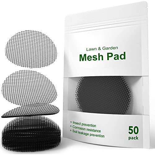 LE TAUCI Plant Pot Hole Mesh Pads, 2-Inch Round Flower Pot Drainage Covers, Prevent Soil Loss, Durable Reusable, Bonsai Bottom Grid Mat, Gardening Essentials, 50-Pack - size: 2*2 inches