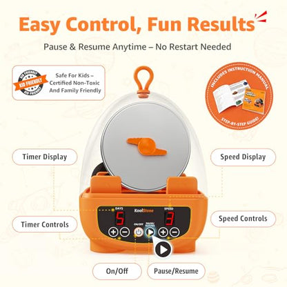 C5 Starter Rock Tumbler Kit - Durable Leak-Proof Rock Polisher - Complete Rock Tumbling Kit with 4-Stage Silicon Carbide Grit - Adjustable Timer & Speed with Memory Function