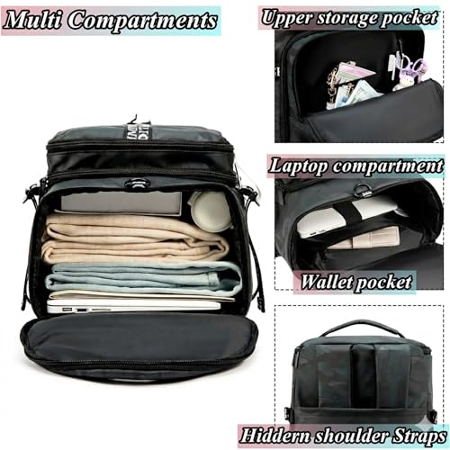 SDTAME Gym Duffel Backpack with Shoe Pocket & Laptop Sleeve - color: Brown