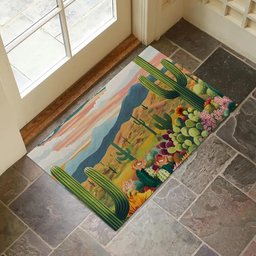 Desert Cactus Sunset Indoor Door Mat for Entryway, 17x29.5 Inch, Southwestern Scene Floor Doormat for Home Decor, Non-Slip Rug Mat for Living Room, Kitchen, Bedroom, Gifts for Cactus Lovers - color: Color36