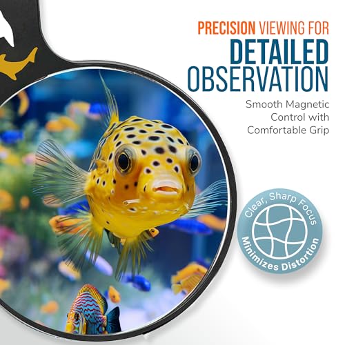 Flipper DeepSee 5" Magnetic Aquarium Viewer – Optical-Grade Magnifying Lens for Glass & Acrylic Tanks up to 5/8" Thick – Hands-Free Underwater Viewing for Fish, Corals & Aquarium Photography – Black
