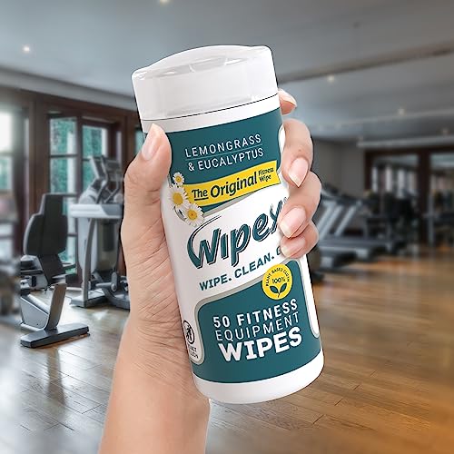 Wipex Original Fitness Equipment Wipes - EWG Verified Natural Plant Based Gym Wipes, Clean Surfaces at Home or Gym, Use as a Yoga Mat Cleaner, Lemongrass & Vinegar, 50 Count (Pack of 3) - size: 50 Count (Pack of 3)