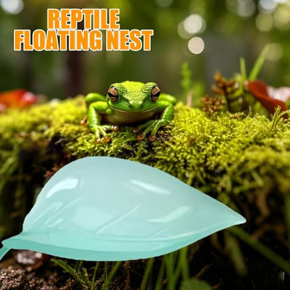 Turtle Basking Area - Reptile Tank Leaf Terrace, Floating Terrarium Creatures | Climb Support Pad, Suction Accessory Rest Spot, Gecko Toad Frog Deck for Garden Aquatic Display