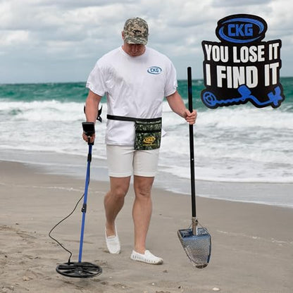 Sand Scoops for Beach Metal Detecting Stainless Steel Beach Metal Detecting Shovel Underwater Treasure Hunting, Metal Detector Accessories(Bag + Scoop + Carbon Fiber Handle), (11x8 + Handle) - size: 11 x 8 in + Handle