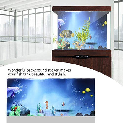 GLOGLOW Aquarium Poster, Aquarium Poster Decorative Fish Terrarium Background Poster Thicken PVC Adhesive Static Cling Wallpaper Sticker(61×30cm) Backgrounds