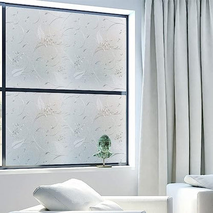 Frosted Privacy Glass Window Film, Vinyl Decorative Window Decals, Static Clings No-Glue Removable Window Film for Home Bathroom Living Room (17.5 x 157.4 inch) - size: 17.5'' x 157.4'' (44.5 x 400 cm)