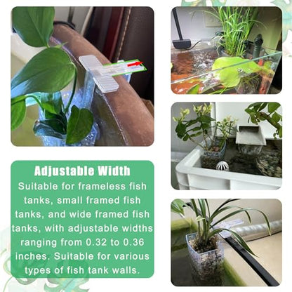 2PCS Adjustable Aquarium Plant Holder, Aquarium Planter Cup Adjustable Thickness to 2.36" Height to 3.9", Fish Tank Plant Holders with Hooks and Suction Cup for Fish Tank Accessories Clear - color: Clear
