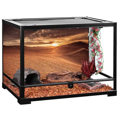AWERT 72x24 inches Sun and Desert Terrarium Background Blue Sky Orange Sand Reptile Habitat Background Vinyl - size: 72x24in/180x60cm