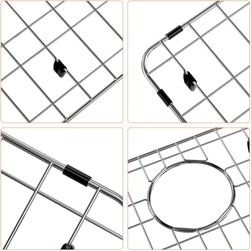 Stainless Steel Sink Grid and Protector for Bottom of Kitchen Sink, 28-3/8" x 14-3/16" with Drain Hole for Single Handmade Sink Bowl for Kitchen Sink Grate with Sink Hole Cover, One-Piece