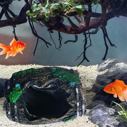 Fish Tank Decor,Broken Barrel Design Resin Ornament - Artificial Aquarium Ornaments | for Betta Shrimp Turtle Jellyfish Reptile Small Pets Freshwater Saltwater
