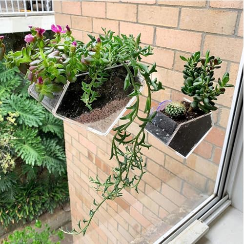 Transparent Acrylic Diamond Shape Suction Cup Window Planter, Ideal for Succulents, Cactus, Boxes or Indoor Herbs Pots, Home Decor Plant Holder or Kitchen