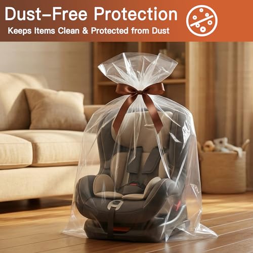 6 Pack 40x60 in Extra Large Clear Plastic Bags, Large Plastic Storage Bags for Furniture Cover & Moving Protection for Luggage, Suitcase, Furniture, Chair (Include 6 Ties)