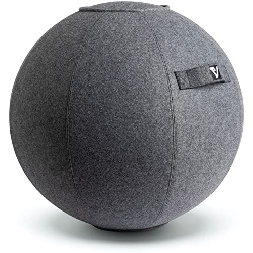 Sitting Ball Chair for Office and Home, Pilates Exercise Yoga Ball with Cover for Balance, Stability and Fitness, Ergonomic Posture Exercise Ball Seat with Handle and Pump - color: Gray