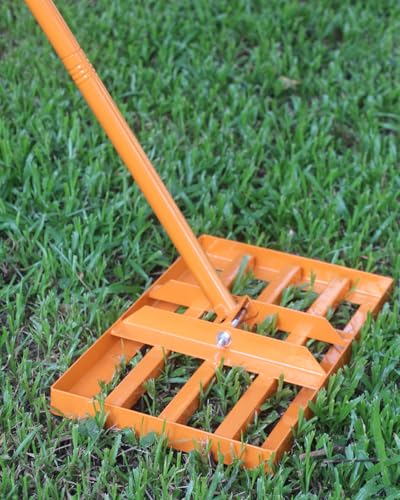 Lawn Leveling Rake 17x10 inch, Yard Leveling Rake with 72" Adjustable Handle for Soil Sand Grass, Heavy-Duty Lawn Leveler for Lawn Yard Garden Farm - style: 16x10 Inch-6 FT
