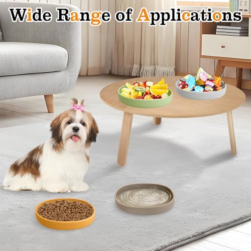 Silicone Dog Food Plate Shallow Dog Bowl Flat Cat Dish 1 Pack Small Puppy Plates for Small Dogs and Cats Whisker Fatigue Pet Feeding Bowls for Dry and Wet Food (Brown) - color: 1 Pcs - (Brown)