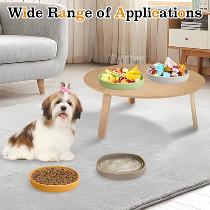 Silicone Dog Food Plate Shallow Dog Bowl Flat Cat Dish 1 Pack Small Puppy Plates for Small Dogs and Cats Whisker Fatigue Pet Feeding Bowls for Dry and Wet Food (Brown) - color: 1 Pcs - (Brown)