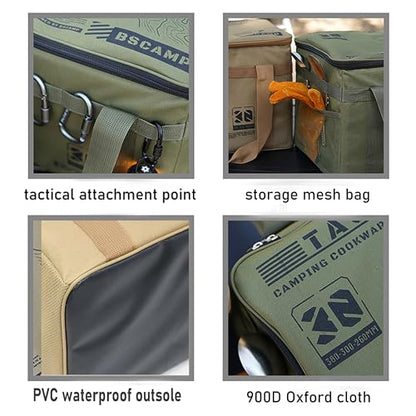 Tactical Camping Storage Bag 30L,Utility Tote Bag Camping Kitchen Organizer, Camping Stove, Pot Soft Gear Box, Heavy-Duty Canvas, 380x280x260mm