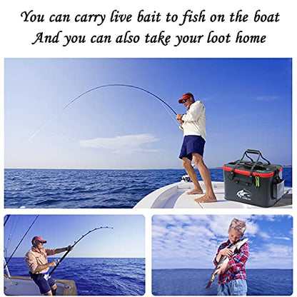 Grneric Fishing Bucket, 6Gallon/8Gallon/10Gallon Foldable Fish Bucket,Live Fish Container Multi-Functional Live Fish Bait Bucket,Outdoor Camping EVA Fishing Bag and Fish Protection Bucket - color: 23l/6gallon(black)