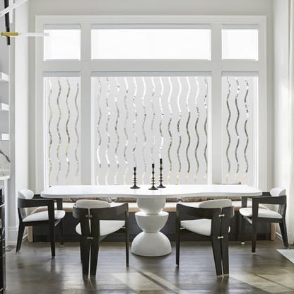 Donox Window Privacy Film, Static Frosted Window Film Non-Adhesive Glass Film, Beautiful Simple Wave Pattern for Home Office, 17.5 X 78.7 Inches