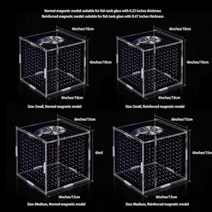 Acrylic Fish Breeding Box, Magnetic Fish Isolation Box Fish Separator for Aquarium Hatchery Incubator Tank for Baby Fishes Shrimp Clownfish Guppy (Medium, Reinforced Magnetic Model)