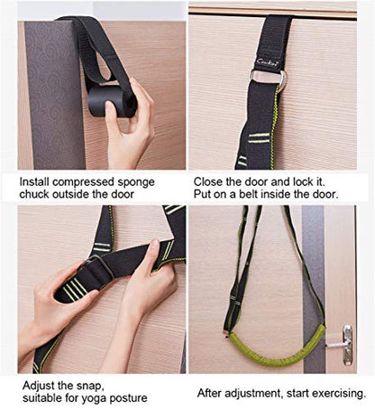 Yoga Fitness Stretching Strap, Door Flexibility Stretching Strap, Improve Leg Waist Back Flexibility Back Bend Assist Trainer, for Rehab Pilates Ballet Dance Cheerleading Splits Gymnastics - color: green