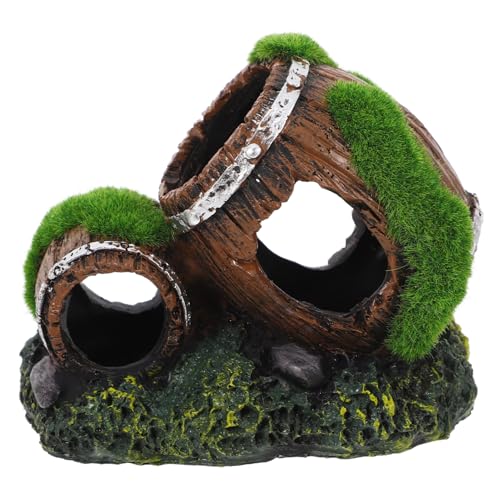 Holibanna Aquarium Decoration Resin Wine Barrel Ornament for Fish Tank Shrimp Cave Hideout and Aesthetic Decor for Betta Fish for Terrarium Garden and Aquatic Environments