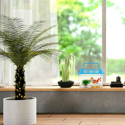 HANABASS Portable Fish Tank Handheld Aquarium with Handle Transparent Plastic Mini Fish Box for Turtle Hamster and Small Pets Compact 5.90X4.33X3.74 Inch Breeding Case Set of 4