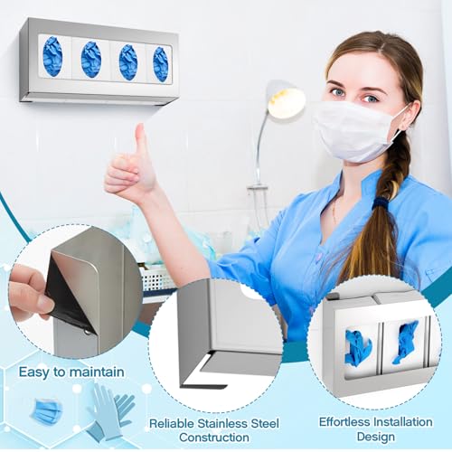 Blulu 1 Pack Wall Mounted Glove Box Holder, Stainless Steel Organizer