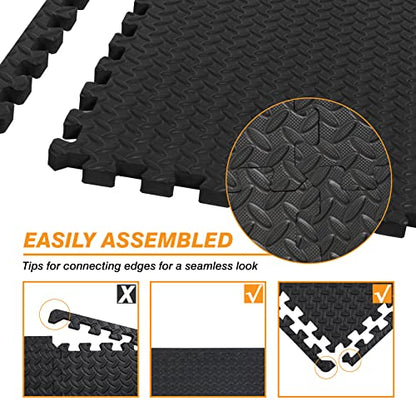 BIG RED ARPM001BK Interlocking Foam Mat Protective Exercise Workout Puzzle Floor Mat Tiles for Home Gym Equipment - color: Black