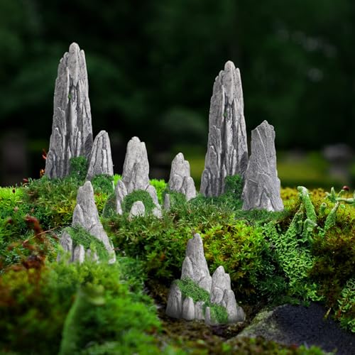 Desktop Rockery Decorations Micro Landscape Accessory for Home Desktop 8Pcs Resin Rockery Stones Ornament Aquarium Tank Decoration