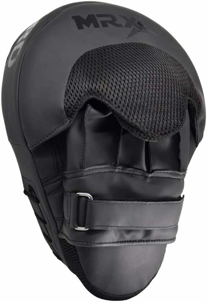 Punching Mitts MMA Muay Thai Boxing Pads, Gel Tech Leather Curved Focus Mitts, Training Hand Pads Sparring Martial Arts Karate Dojo Target Strike Shield - color: Black
