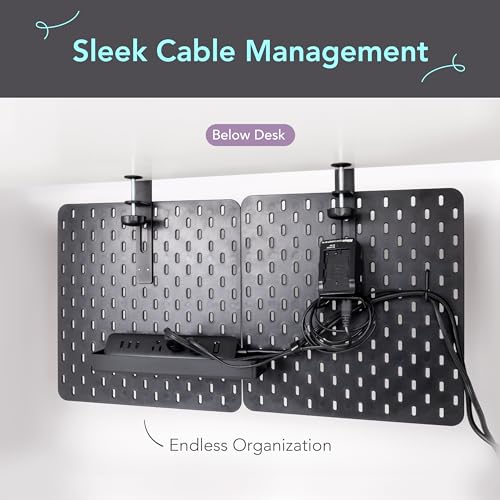 EHO Clamp-On Desk Pegboard, 2Pack (Combined Size 27 x 14 inch) Privacy Divider, Desk Partition Panel, No-Drill Desk Mounted Peg Board Organizer for Office, Gaming, Home, Black