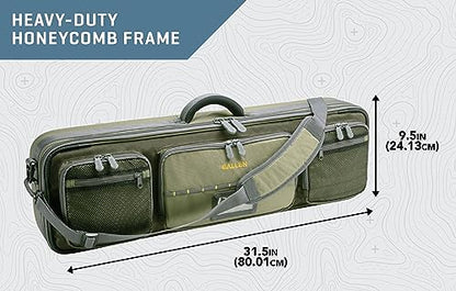 Allen Company Cottonwood Fly Fishing Rod & Gear Bag Case, Hold up to 4 Fishing Rods, Heavy-Duty Honeycomb Frame - Gray/Lime or Olive Green - color: Olive Green