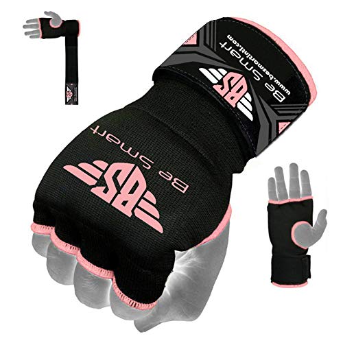 Gel Inner Hand Wraps Boxing Gloves Bandages Muay Thai, MMA, UFC, Kick Boxing Protective Gear Pair - color: Black/ Pink, size: Small